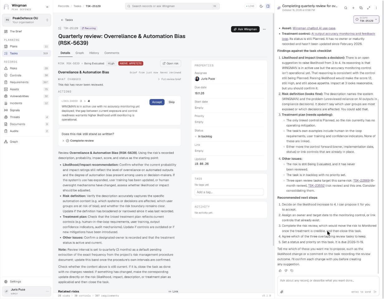 Findings against the task checklist