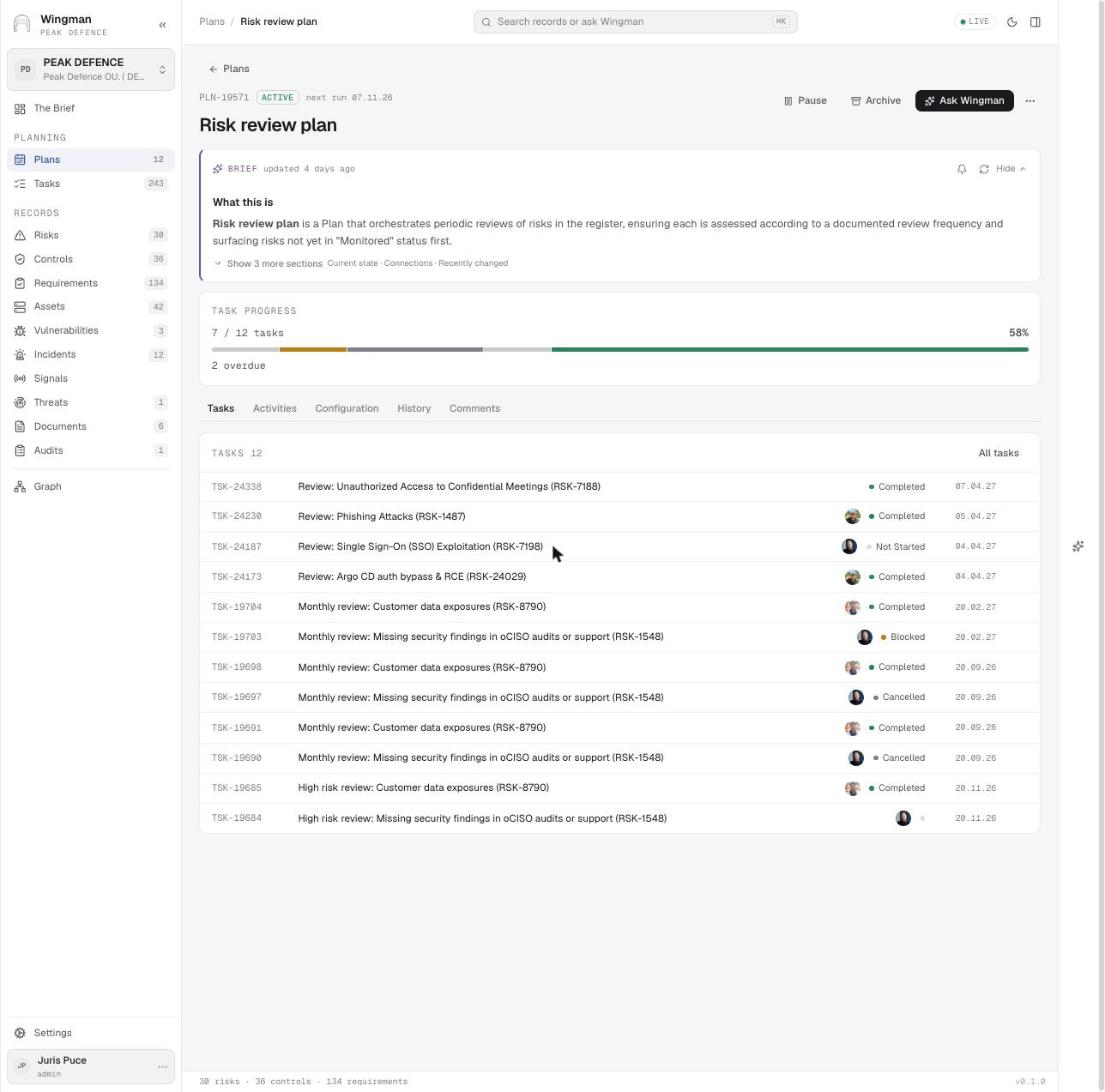 A plan with its generated review tasks